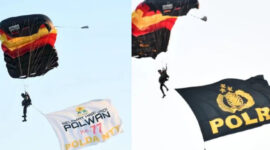 Sky Diving Hiasi Hari Jadi ke-77 Polwan di NTT