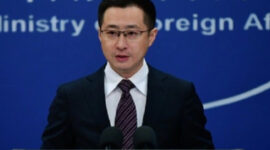 Juru bicara Lin Sword pada konferensi pers di Beijing pada 4 Desember. Foto: Kementerian Luar Negeri China